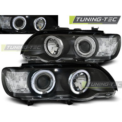 TUNING-TEC első lámpák (Angel Eyes) BMW X5 E53 09.99-10.03-hoz (H7/H1), fekete