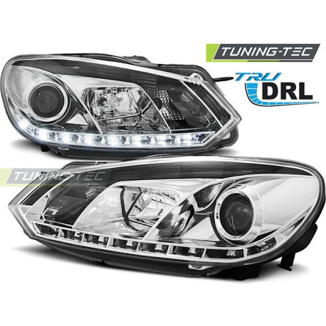 Világítás TUNING-TEC első lámpák (True DRL) VW GOLF 6 10.08-12-höz (H7/H1), króm | race-shop.hu