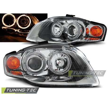 Világítás TUNING-TEC első lámpák (Angel Eyes) AUDI A4 B7 11.04-03.08-hoz (H7), króm | race-shop.hu