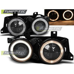 TUNING-TEC első lámpák (Angel Eyes) BMW E32/E34-hez (H1), fekete