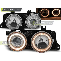 TUNING-TEC első lámpák (Angel Eyes) BMW E32/E34-hez (H1), króm