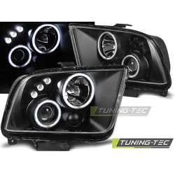 TUNING-TEC első lámpák (Angel Eyes) FORD MUSTANG 04-09-hez (H3/H1, homologáció nélkül), fekete