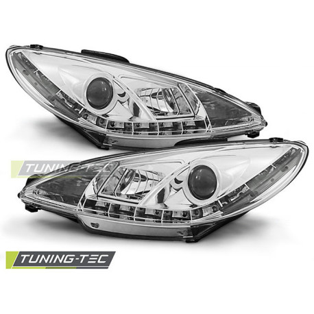 Világítás TUNING-TEC első lámpák (DRL) PEUGEOT 206 10.98-02-höz (H1), króm | race-shop.hu