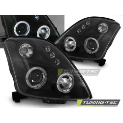 TUNING-TEC első lámpák (Angel Eyes) SUZUKI SWIFT 05.05-10-hoz (H1), fekete