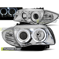 TUNING-TEC első lámpák (Angel Eyes) BMW 1 E87/E81/82/88 04-11-hez (H7), króm, V1