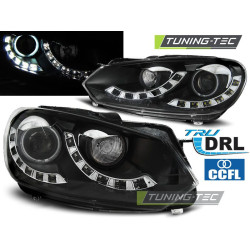 TUNING-TEC első lámpák (True DRL) SINGLE VW GOLF 6 10.08-12-höz (H7), fekete