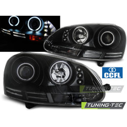 TUNING-TEC első lámpák (CCFL, Angel Eyes) VW GOLF 5 10.03-09-hez (H7/H1), fekete