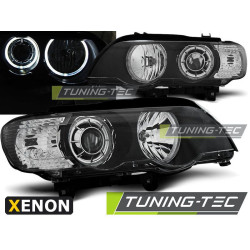 TUNING-TEC első lámpák (Angel Eyes) XENON BMW X5 E53 09.99-10.03-hoz (D2S/H7), fekete, V2