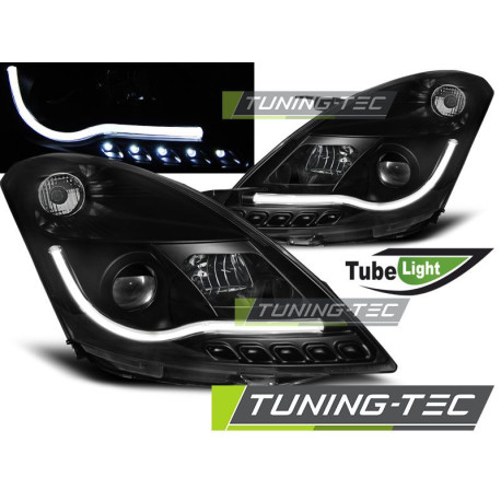 Világítás TUNING-TEC első lámpák (Tube Light) SUZUKI SWIFT V 10-16-hoz (H7/H1), fekete | race-shop.hu