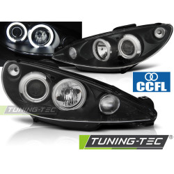 TUNING-TEC első lámpák (CCFL, Angel Eyes) PEUGEOT 206 02-höz (H1), fekete