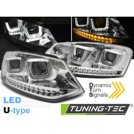 Világítás TUNING-TEC LED első lámpák (U-LED, SEQ) VW POLO 6R 09-03.14-hez (H7), króm | race-shop.hu