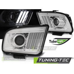 TUNING-TEC első lámpák (Tube Light) FORD MUSTANG 04-09-hez (H7, homologáció nélkül), króm