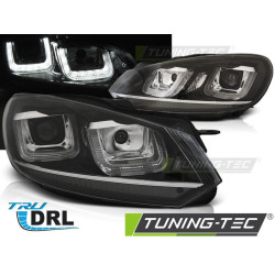 TUNING-TEC LED első lámpák (U-LED, DRL) LINE VW GOLF 6 08-12-höz (H7), fekete króm