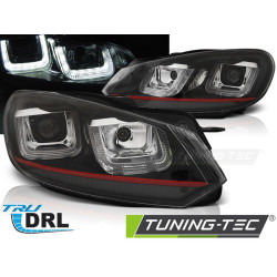 TUNING-TEC LED első lámpák (U-LED, DRL) LINE VW GOLF 6 08-12-höz (H7), piros-fekete