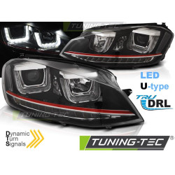 Fényszóró U-LED LIGHT DRL fekete RDD LINE SEQ VW GOLF 7 11.12-17