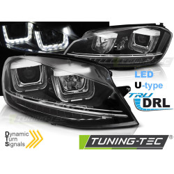 FÉNYSZÓRÓ U-LED FÉNY DRL FEKETE SEQ VW GOLF 7 11.12-17