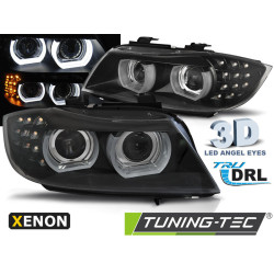 XENON FÉNYSZÓRÓ ANGEL EYES LED DRL FEKETE BMW E90/E91 09-11