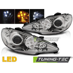 TUNING-TEC első lámpák (Angel Eyes) PEUGEOT 206 02-höz (H7), króm, V2