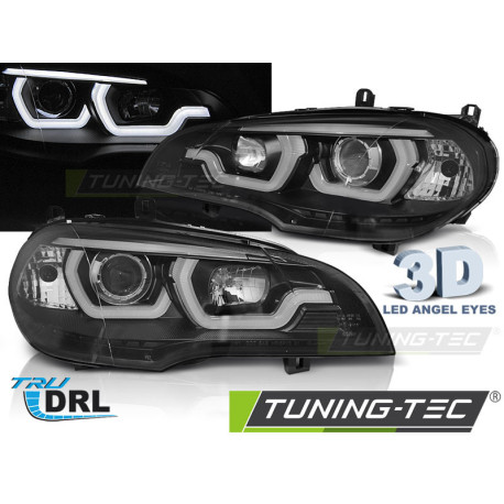 Világítás TUNING-TEC első lámpák (Tube Light, DRL) BMW X5 E70 07-13-hoz (H7/H1), fekete | race-shop.hu