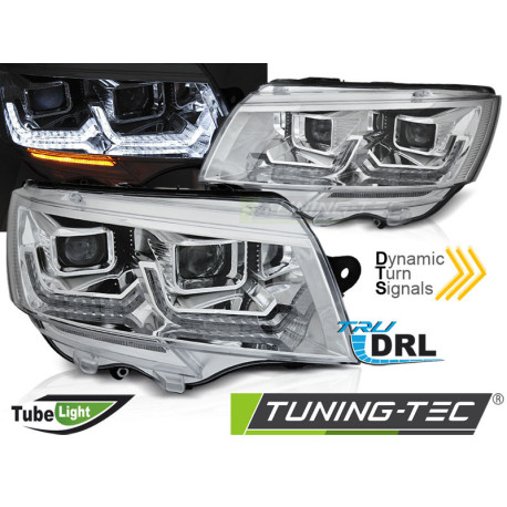 Világítás TUNING-TEC első lámpák (Tube Light, DRL, SEQ) VW T6.1 20-hoz (H7), króm | race-shop.hu