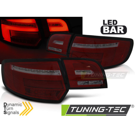 Világítás TUNING-TEC LED hátsó lámpák (LED Bar, SEQ) AUDI A3 8P 5D 08-12-höz, piros-füstös | race-shop.hu