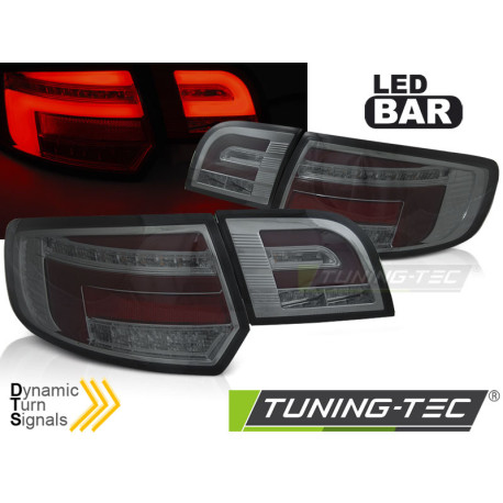 Világítás TUNING-TEC LED hátsó lámpák (LED Bar, SEQ) AUDI A3 8P 5D 03-08-hoz, füstös, piros | race-shop.hu