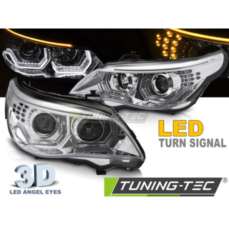 Világítás TUNING-TEC első lámpák (Angel Eyes) 3D BMW E60 E61 03-07-hez, króm | race-shop.hu