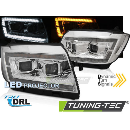 Világítás TUNING-TEC LED első lámpák (Tube Light, DRL, SEQ) VW CRAFTER II 2017-hez (LED), króm | race-shop.hu