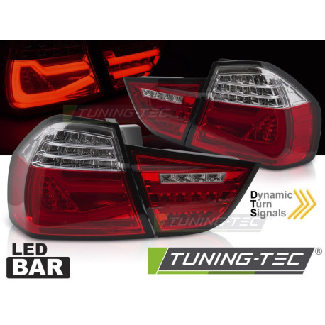 Világítás TUNING-TEC LED hátsó lámpák (LED Bar, SEQ) BMW E90 09-11-hez, piros-fehér | race-shop.hu