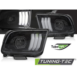 TUNING-TEC első lámpák (Tube Light) FORD MUSTANG 04-09-hez (H9, homologáció nélkül), fekete
