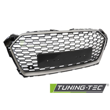 Body kitek és vizuális kiegészítők TUNING-TEC hűtőrács (Sport) AUDI A5 F5 16-18-hoz (parkolószenzorral), ezüst króm, fekete | race-shop.hu