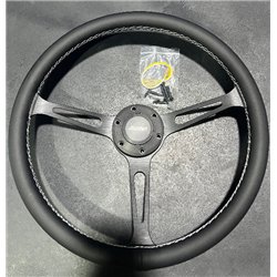 3 spoke steering wheel RACES Grande, 380mm, microfiber, flat, black