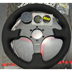 3 spoke steering wheel RACES Piatto, 330mm, microfiber suede, 26mm offset, black