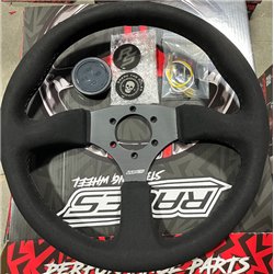 3 spoke steering wheel RACES Rondo, 350mm, microfiber suede, 40mm offset, black