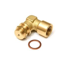 Lambda (O2) szonda távtartó adapter (emulátor), hajlított kivitel, sárgaréz, 2 mm-es furat