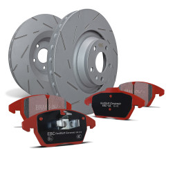Hátsó szett EBC PD07KR245 - Féktárcsák Ultimax Grooved + Fékbetétek Redstuff Ceramic