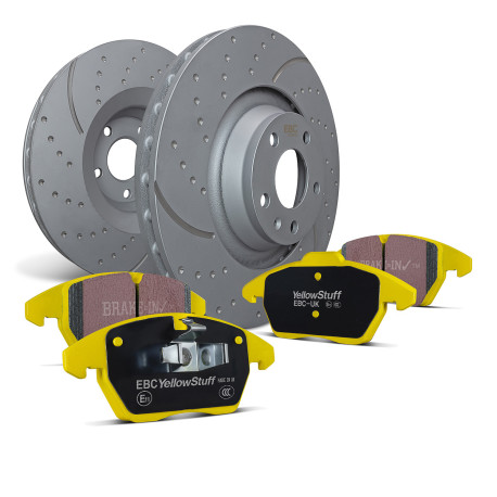 EBC Féktárcsák Első szett EBC PD13KF904 - Féktárcsák Turbo Grooved + Fékbetétek Yellowstuff | race-shop.hu