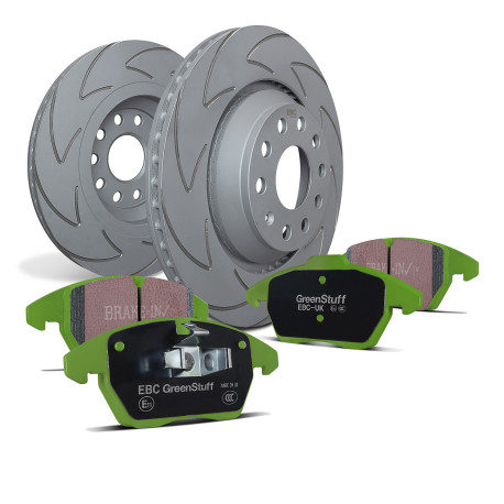 EBC Féktárcsák Hátsó szett EBC PD16KR100 - Féktárcsák BSD Grooved + Fékbetétek Greenstuff | race-shop.hu