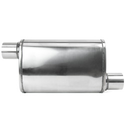 RACES 302 stainless chambered central silencer, inlet/outlet 2,5" (63mm) SS304