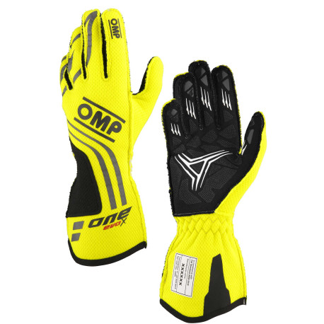 Kesztyűk FIA versenykesztyű OMP ONE EVO X (külső varrás), fluo sárga | race-shop.hu