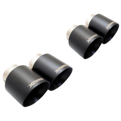 XForce 4" Twin Quad Tips for FORD MUSTANG 2018- GT FASTBACK 5.0L, black