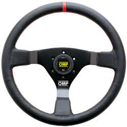 3 küllős sportkormány OMP WRC, 350mm, bőr, 70mm mélység, fekete/piros