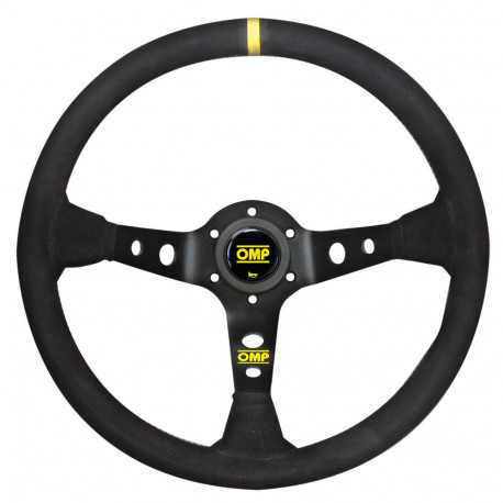 Kormányok 3 küllős sportkormány OMP Corsica, 350mm, velúr, 95mm mélység, fekete/sárga | race-shop.hu