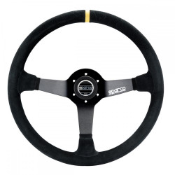 3 küllős sportkormány Sparco R368, 380mm, velúr, 65mm mélység, fekete/sárga
