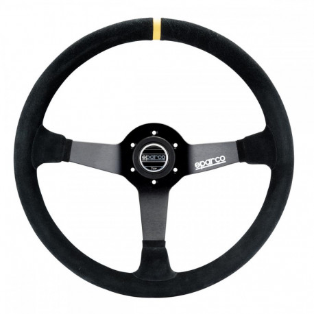 Kormányok 3 küllős sportkormány Sparco R368, 380mm, velúr, 65mm mélység, fekete/sárga | race-shop.hu
