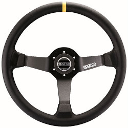3 küllős sportkormány Sparco R345, 350mm, bőr, 63mm mélység, fekete/sárga