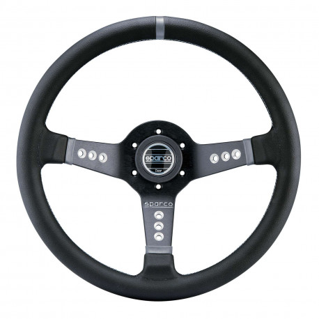 Kormányok 3 küllős sportkormány Sparco L777, 350mm, bőr, 63mm mélység, fekete/ezüst | race-shop.hu