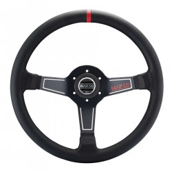 3 küllős sportkormány Sparco L575, 350mm, bőr, 63mm mélység, fekete/piros