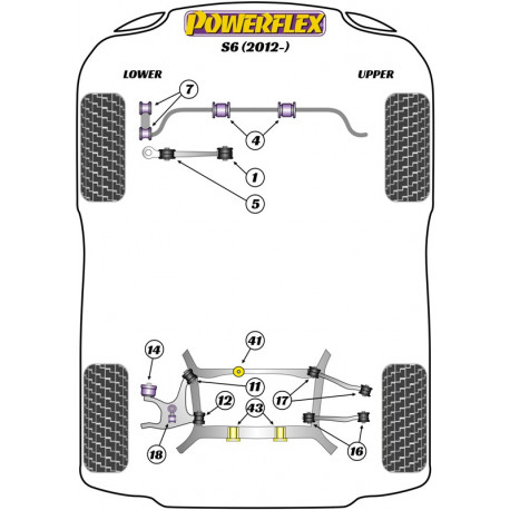 S6 (2012 - ) Powerflex Hátsó fogasrúd külső szilent Audi S6 (2012 - ) | race-shop.hu