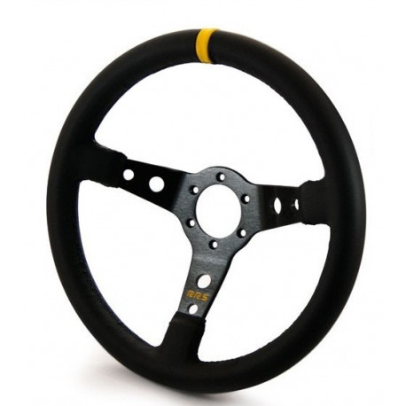 Kormányok 3 küllős sportkormány RRS SIMILI, 350mm, műbőr, 65mm mélység, fekete/sárga | race-shop.hu